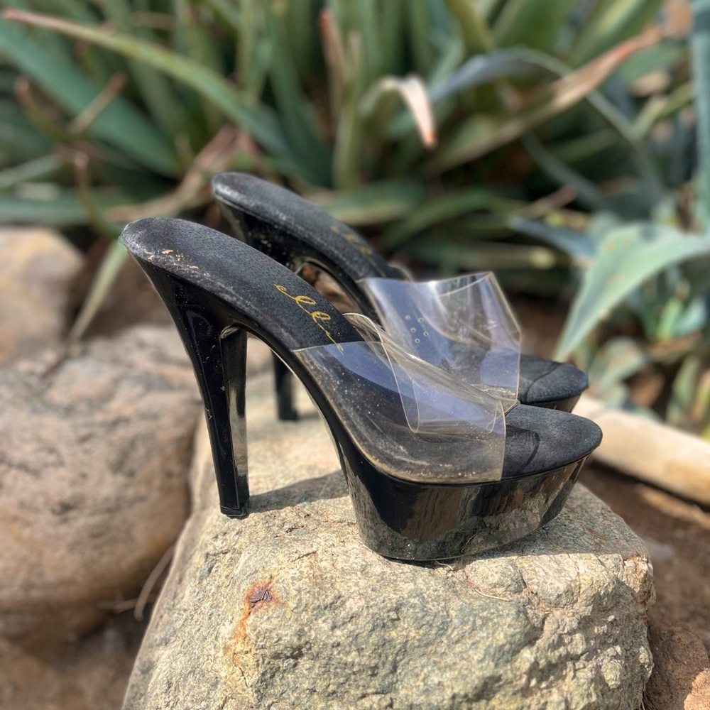 ELLIE | Black and Clear High Heels 10